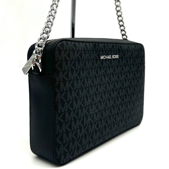 Michael Kors Large Jet Set Item EW Crossbody Bag Black Signature - Picture 5 of 9